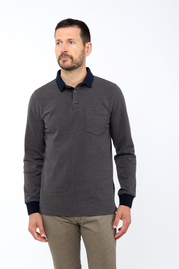 Micro-Pattern Polo Shirt...