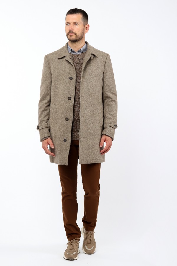 Abrigo Efecto Sarga, Slim Fit