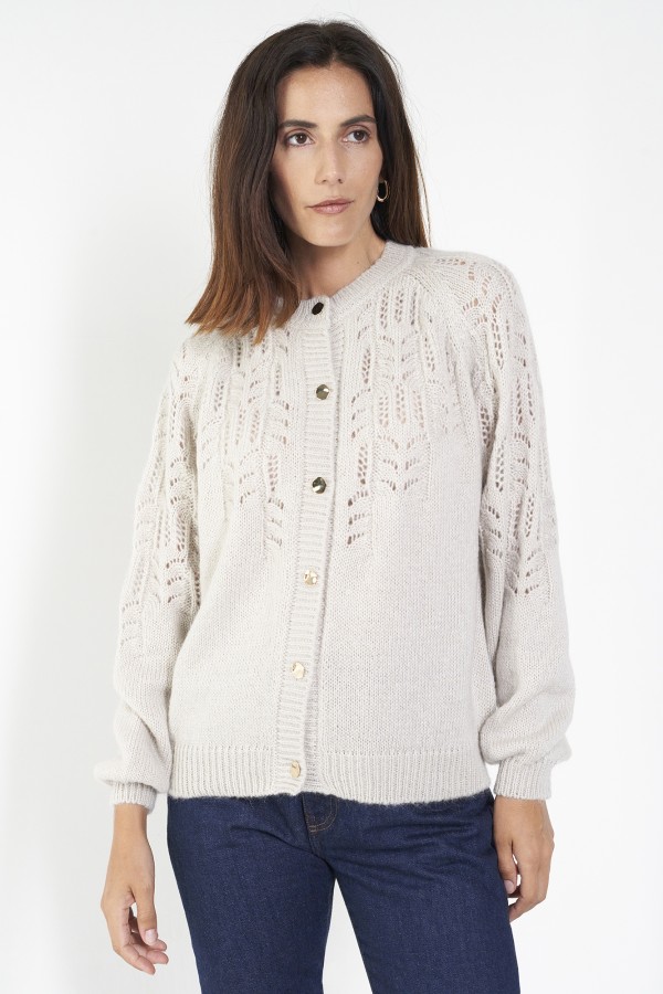 Soft Cardigan with Openwork Detail