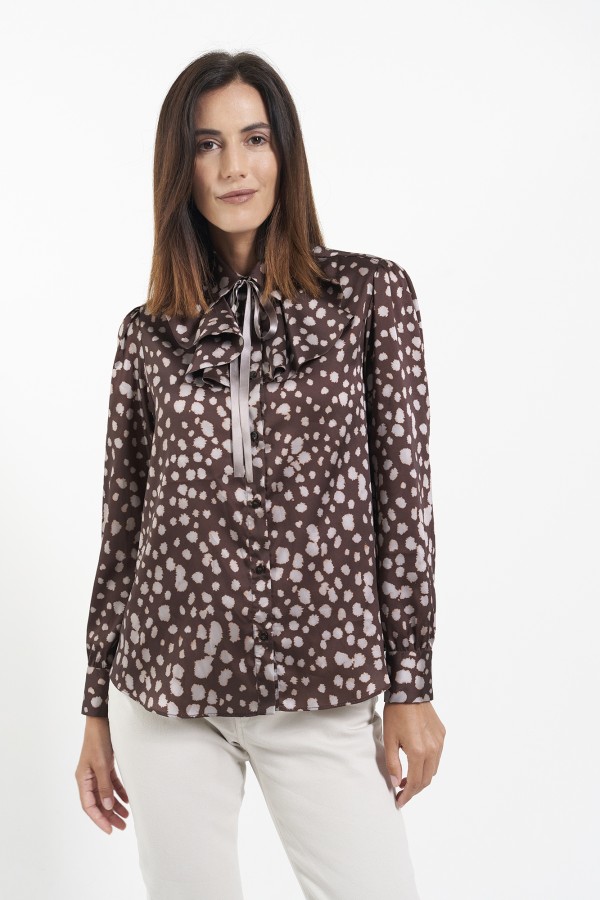 Printed Blouse with Ruffle Detail